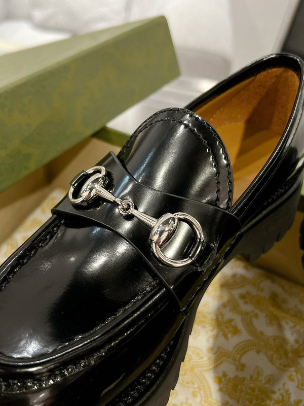 GG LOAFER WITH HORSEBIT GLOSSY BLACK CALFSKIN