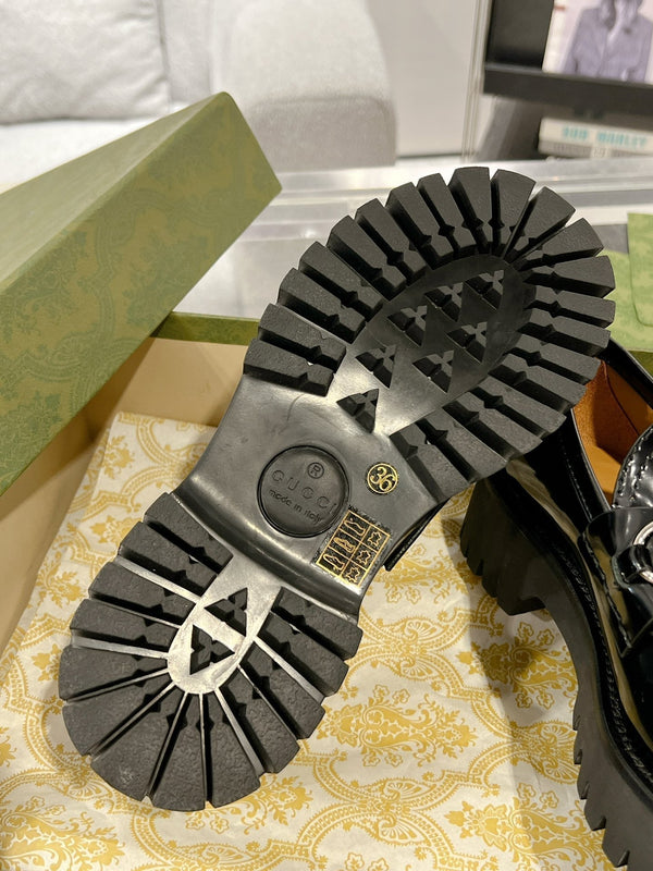 GG LOAFER WITH HORSEBIT GLOSSY BLACK CALFSKIN