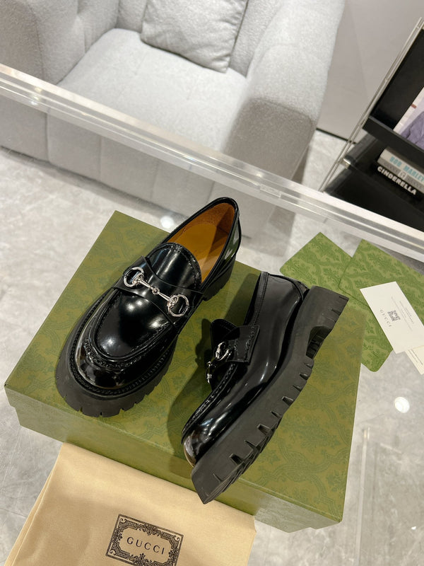 GG LOAFER WITH HORSEBIT GLOSSY BLACK CALFSKIN