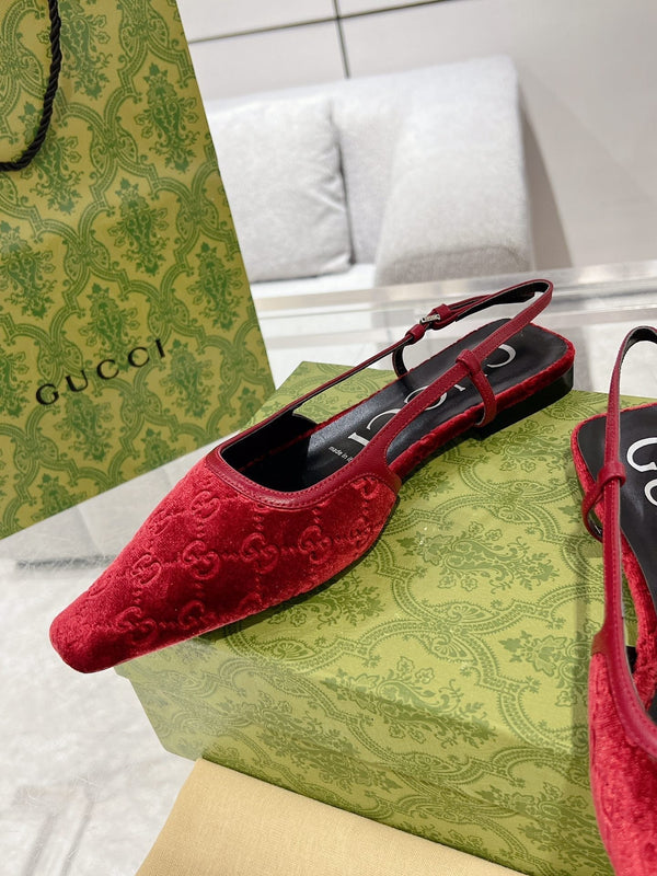 GG SLINGBACK FLATS CHERRY VELVET