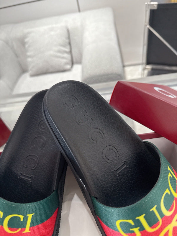 GC GG Slide Sandal Black Green Red Rubebr 292419
