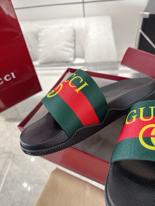 GC GG Slide Sandal Black Green Red Rubebr 292419