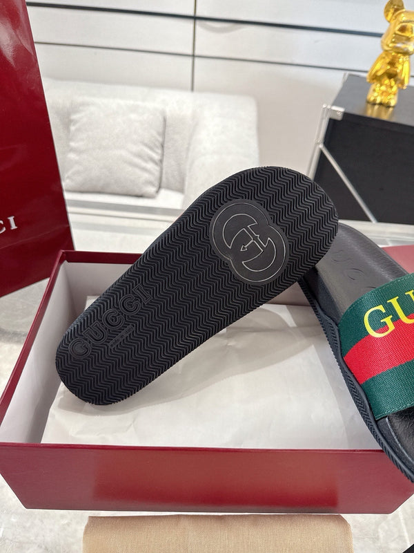 GC GG Slide Sandal Black Green Red Rubebr 292419