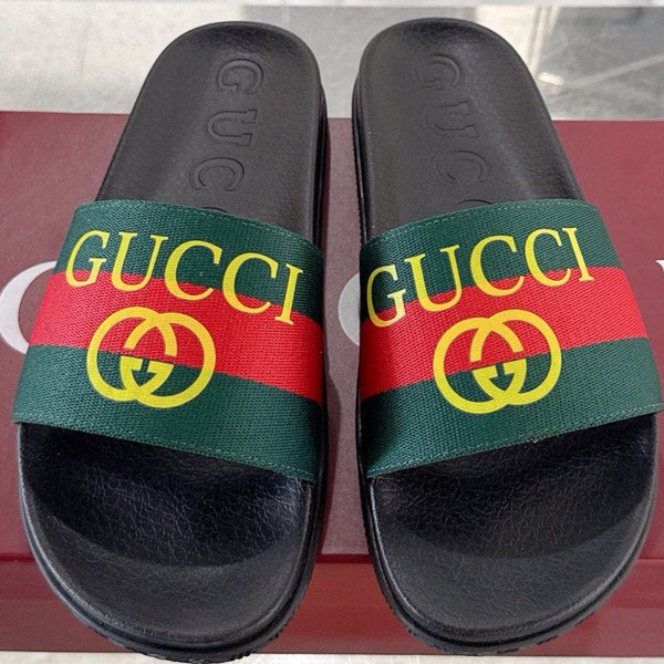 GC GG Slide Sandal Black Green Red Rubebr 292419