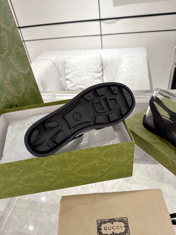 GC 25 Gold Double G Sandal Black Rubber 292430