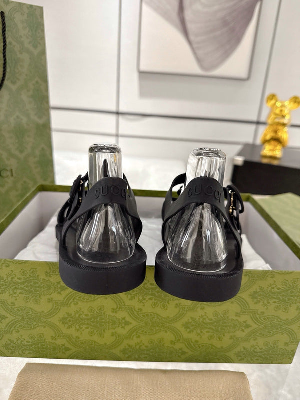 GC 25 Black Double G Sandal Black Rubber 292432