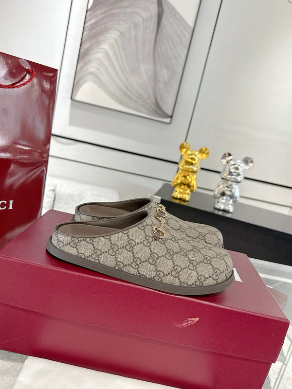 GC 25 Horsebit Mule Beige Ebony Monogram Canvas