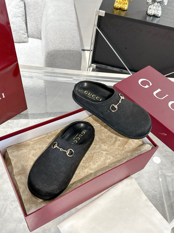 GC 25 Horsebit Mule Black Monogram Canvas