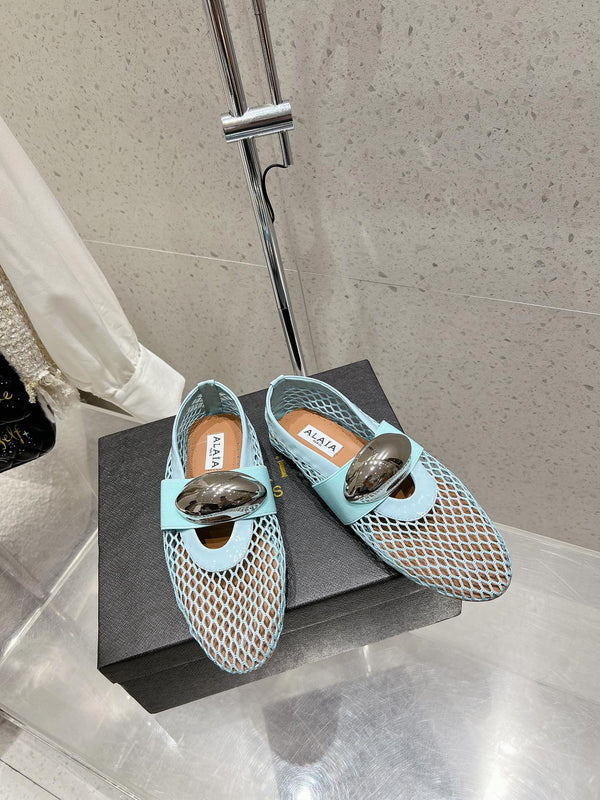 ballet flat jewel fishnet sky blue lambskin