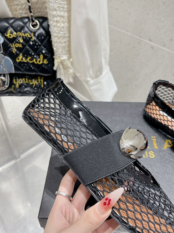 ALAIA MARY JANE SHOES IN BLACK MESH WITH BLACK - TONED HARDWARE