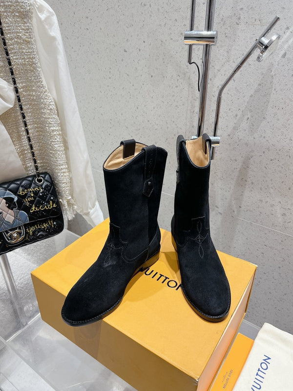 LV Rider Boot Black Suede