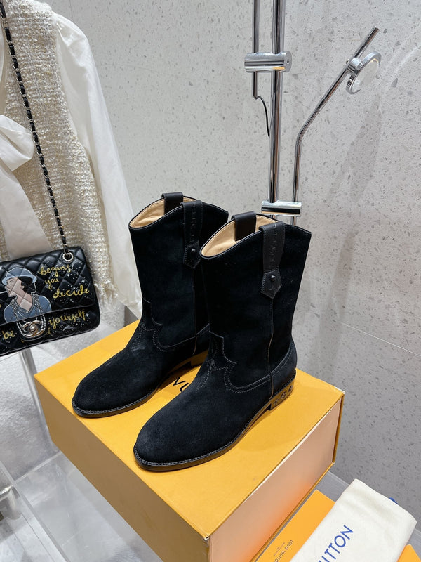 LV Rider Boot Black Suede