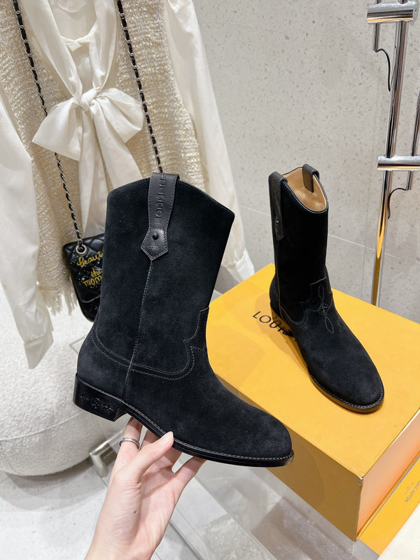 LV Rider Boot Black Suede