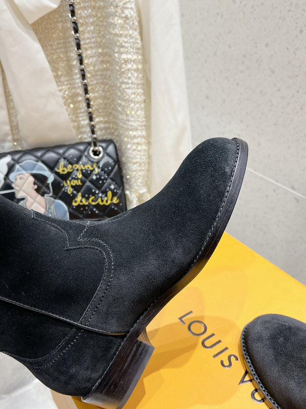 LV Rider Boot Black Suede