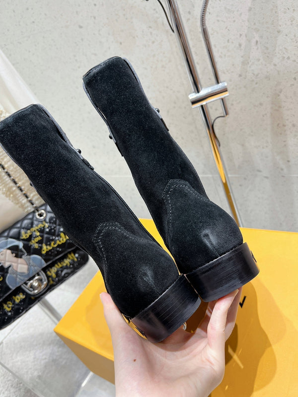 LV Rider Boot Black Suede