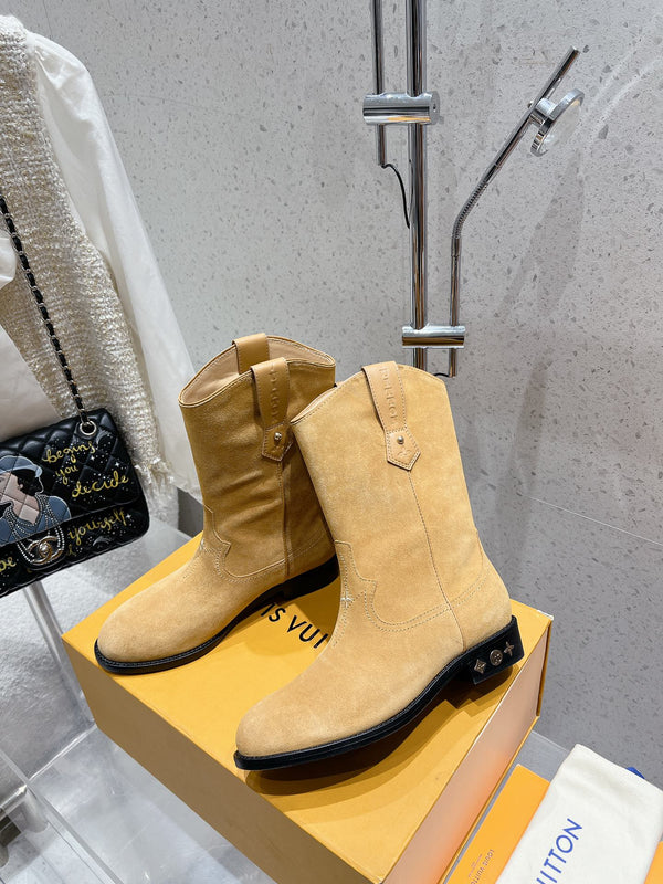 LV Rider Boot Beige Suede
