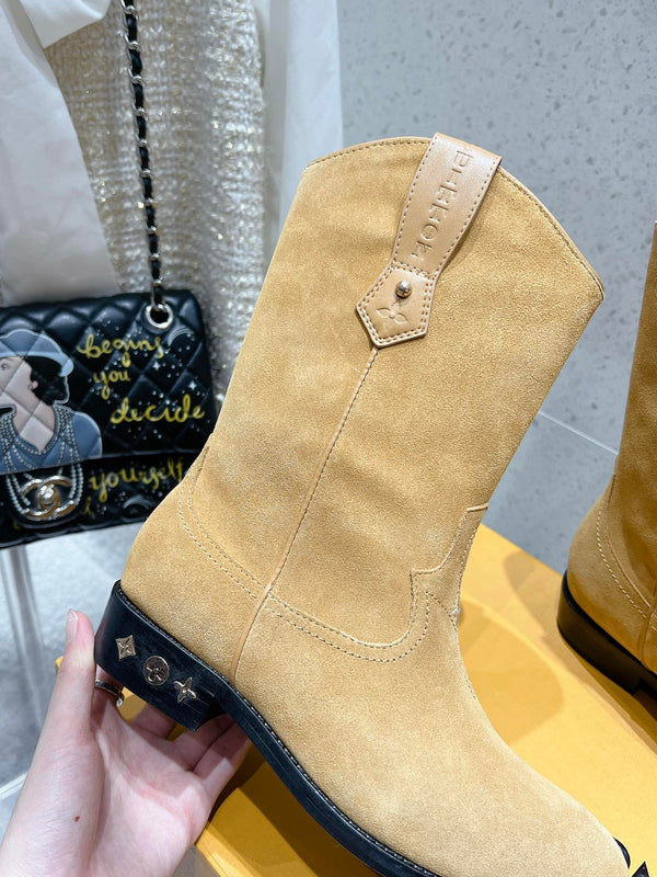 LV Rider Boot Beige Suede