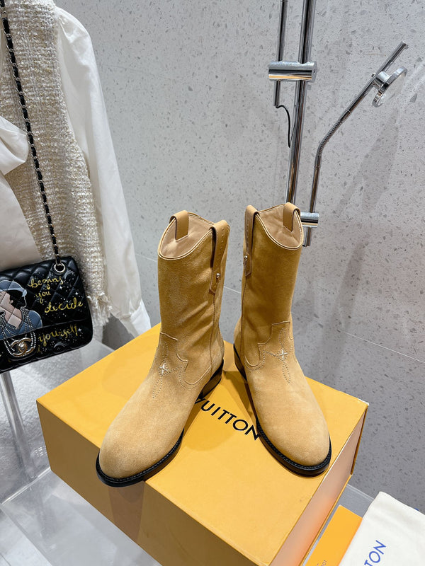 LV Rider Boot Beige Suede