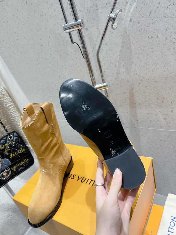LV Rider Boot Beige Suede