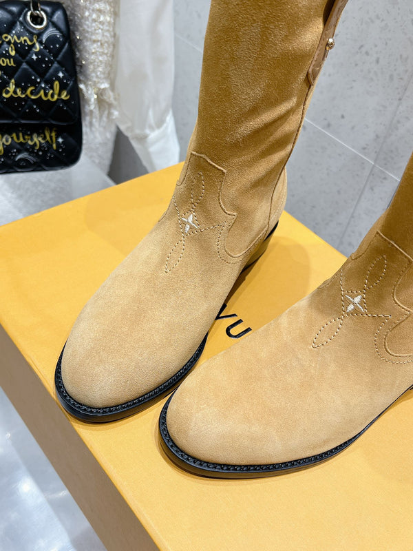LV Rider Boot Beige Suede