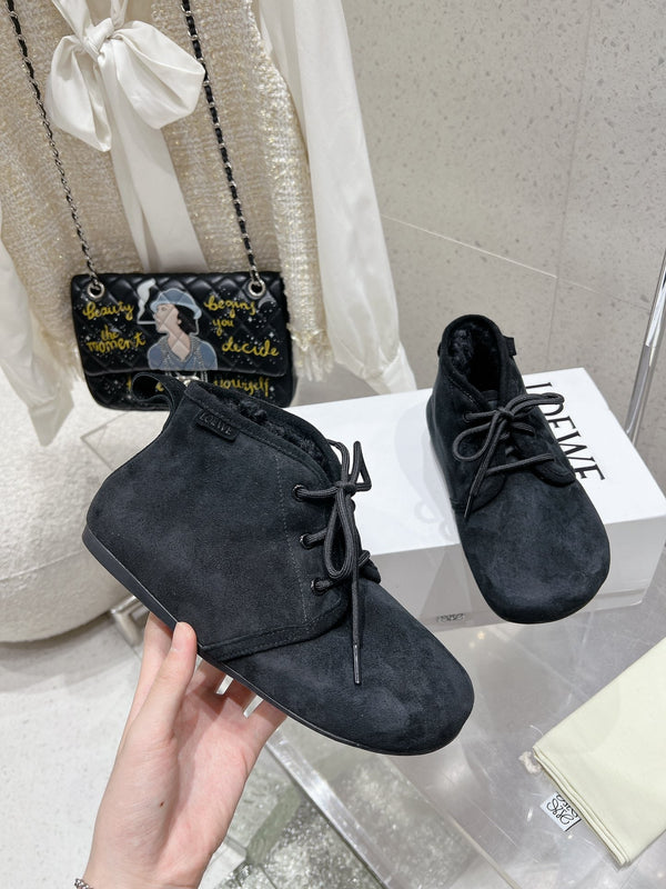 Loewe One-Piece Snow Boots Black Suede 435631