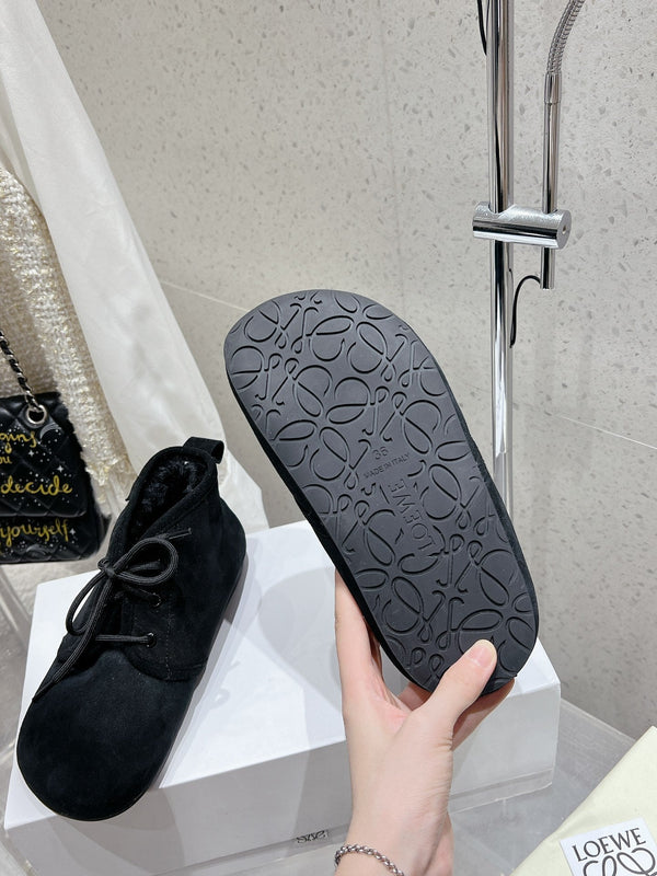 Loewe One-Piece Snow Boots Black Suede 435631