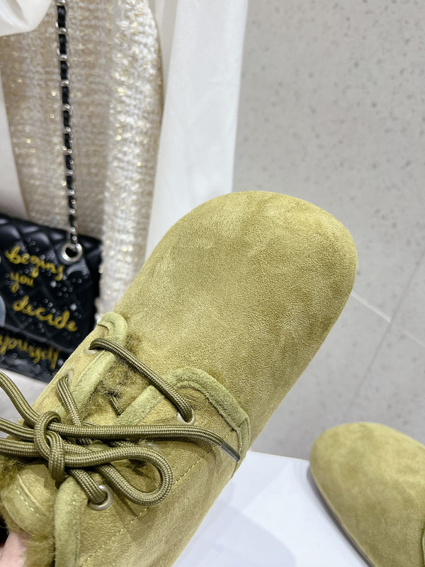 Loewe One-Piece Snow Boots Light Green Suede 435629