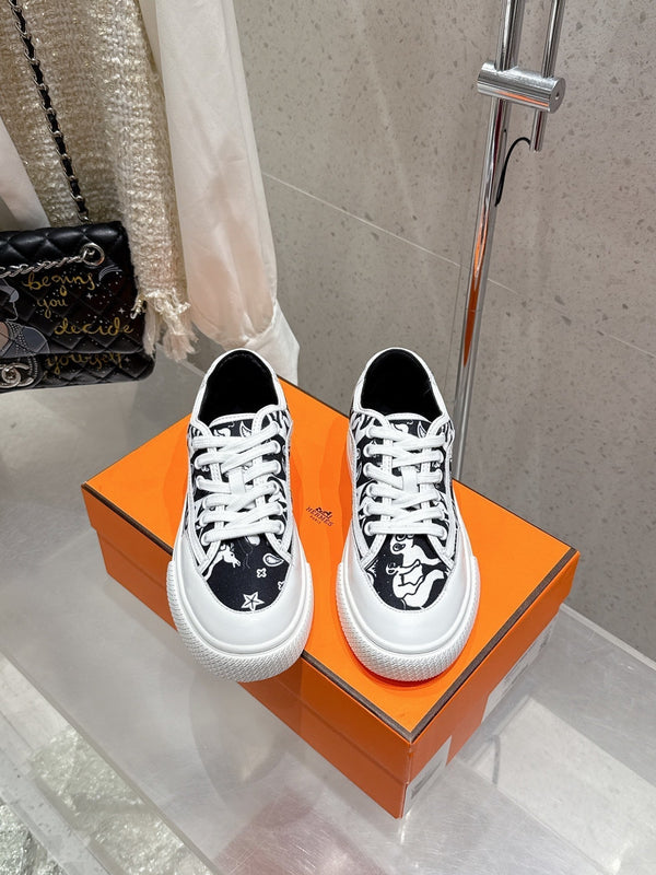 HM Get Sneaker Black mix White Denim and Calfskin 204764