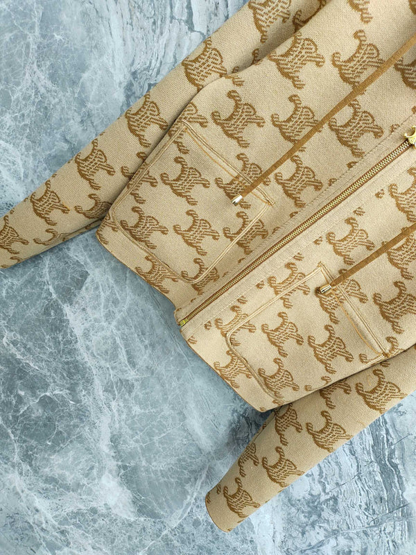 Celine 25 Hooded Knitted Cardigan Camel Brown Wool 282134