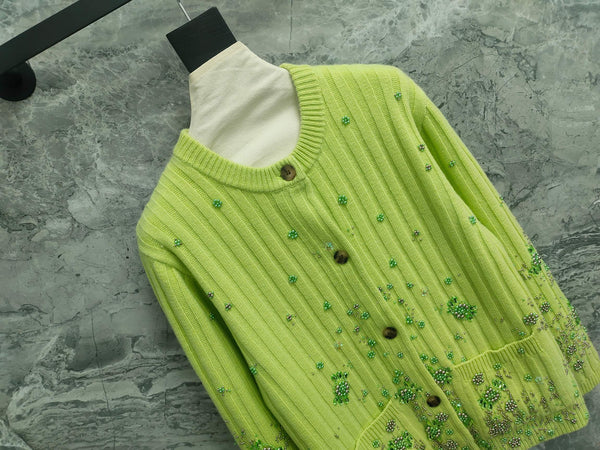 Gucci Cardigan Green Wool Cashmere 289093