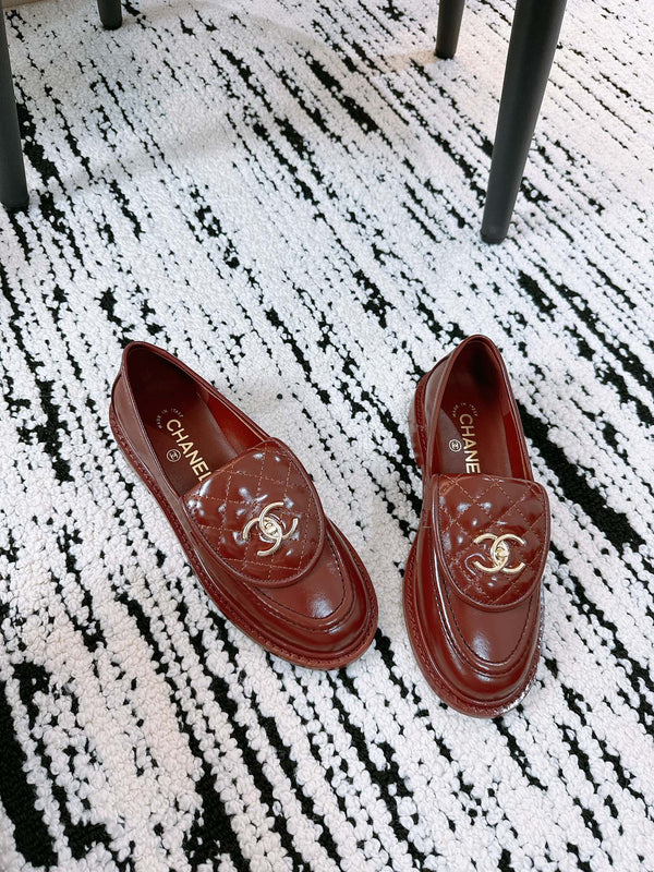 CC Moccasins 25mm In Brown Red Glossy Lambskin 144645