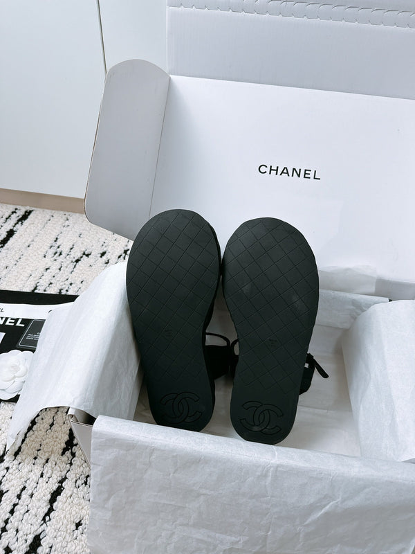 CC Sandals In Black Denim Fabric 144524