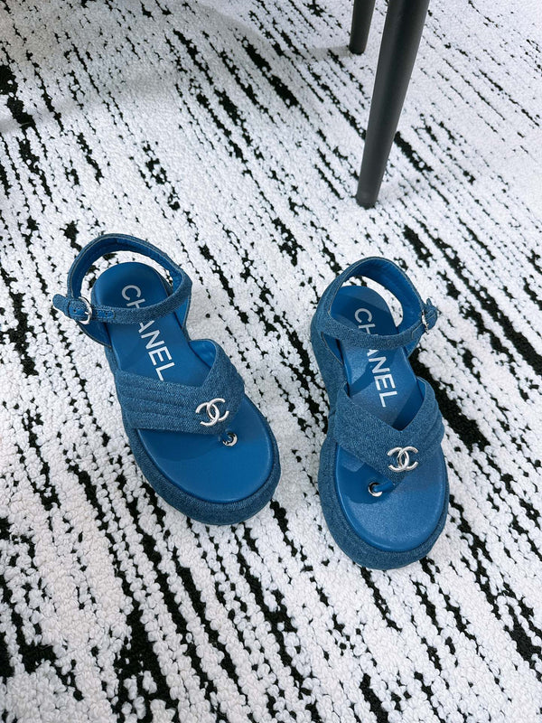 Sandali CC in tessuto denim blu navy 144526