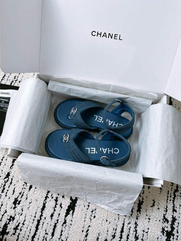 Sandali CC in tessuto denim blu navy 144526