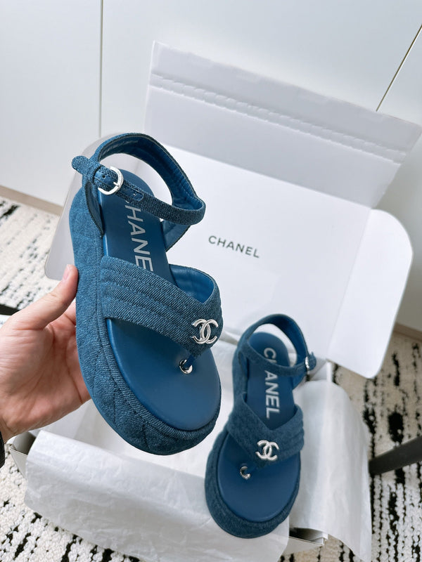 Sandali CC in tessuto denim blu navy 144526