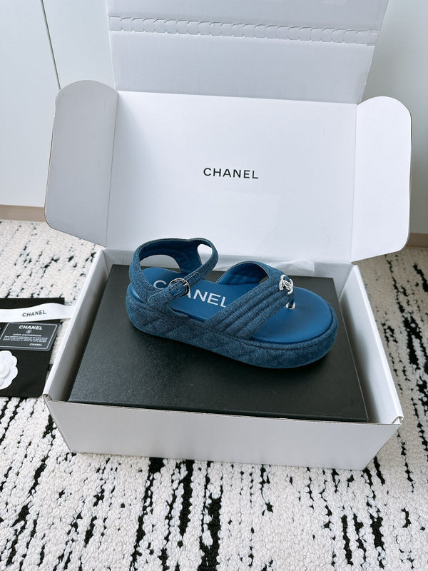 Sandali CC in tessuto denim blu navy 144526