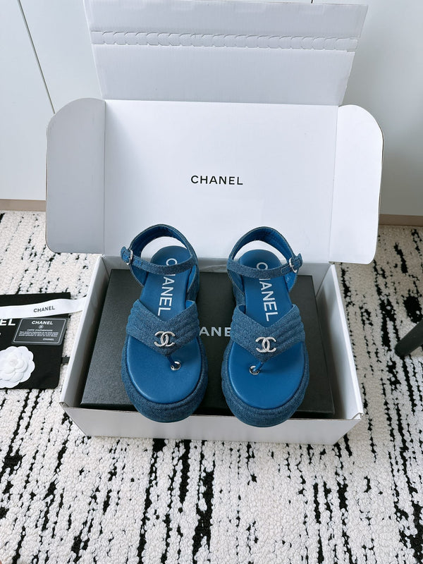 Sandali CC in tessuto denim blu navy 144526