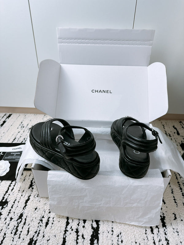 CC Sandals In Black Lambskin 144528