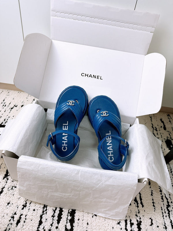 CC Sandals In Blue Lambskin 144532