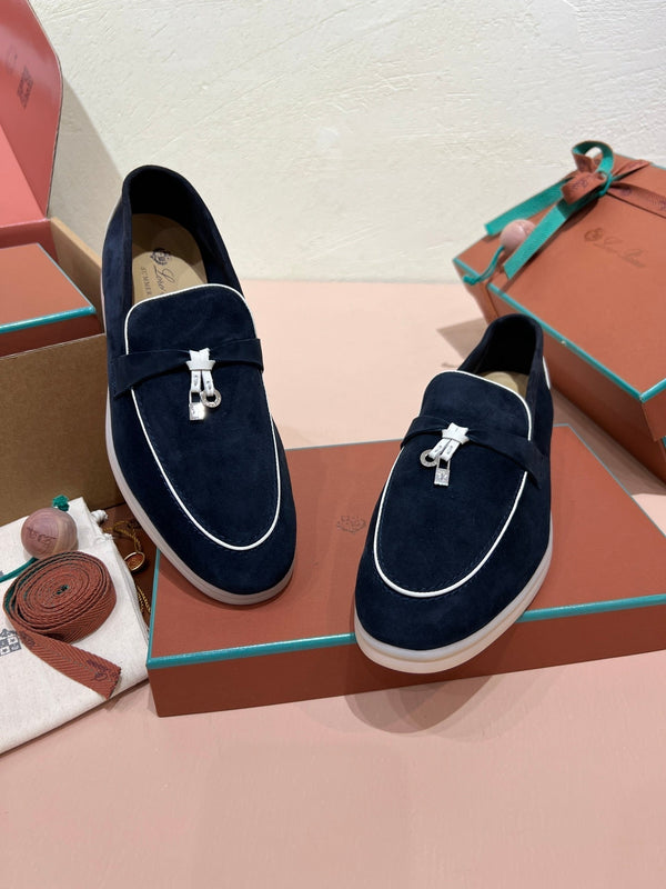 lp summer charm walk loafer dark blue white suede