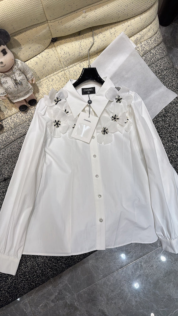 CC Shirt White mix Black Cotton