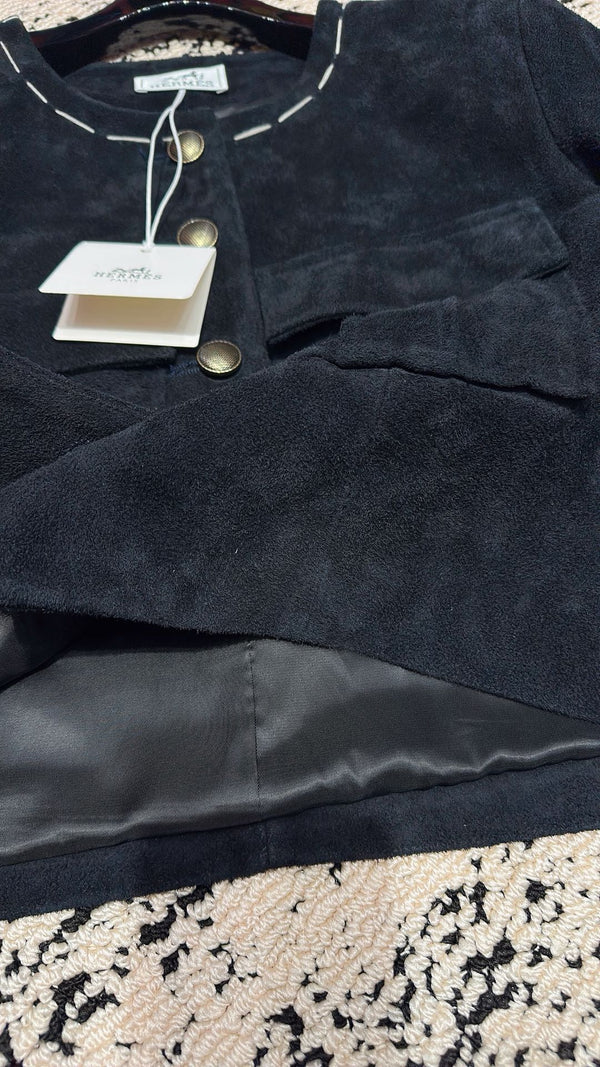 HM 25 Premium Blue Black Suede Jacket 264284