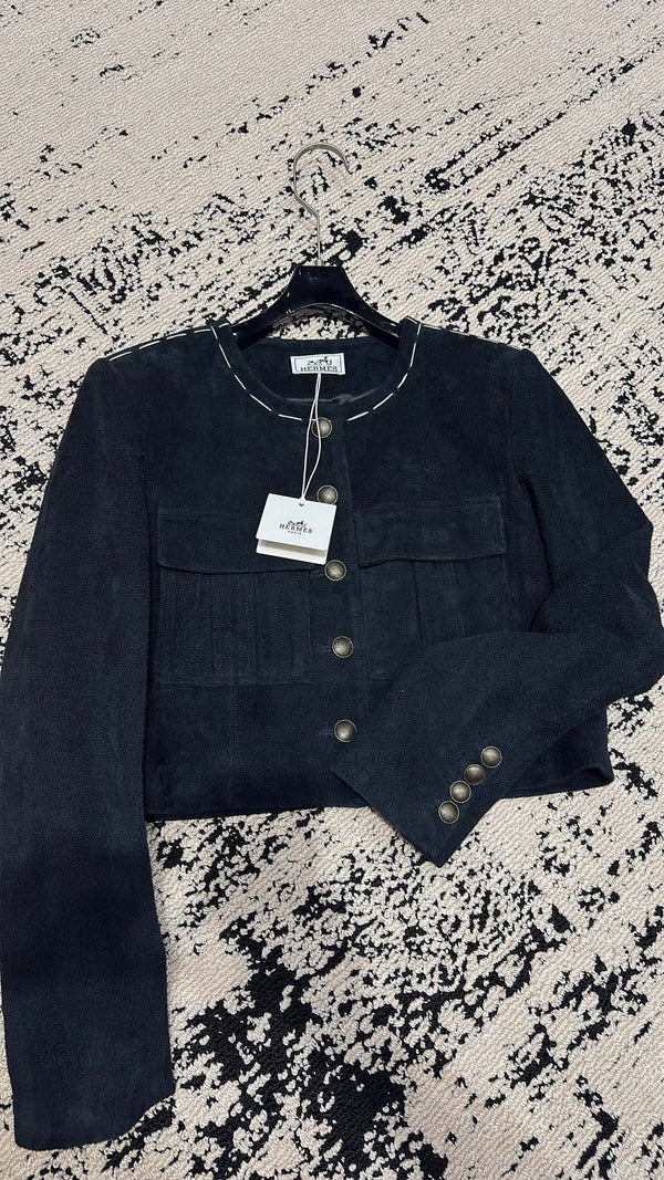 HM 25 Premium Blue Black Suede Jacket 264284