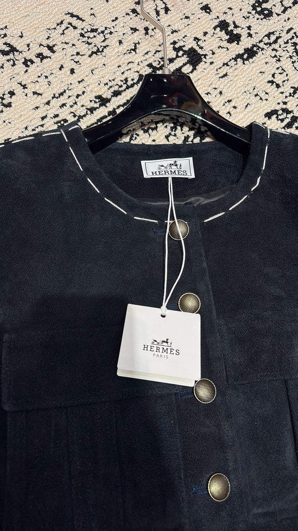 HM 25 Premium Blue Black Suede Jacket 264284