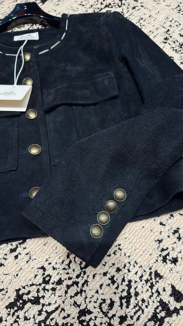 HM 25 Premium Blue Black Suede Jacket 264284