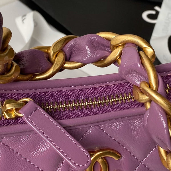 Borsa hobo 24a 23 cm in pelle di vitello viola con finiture dorate