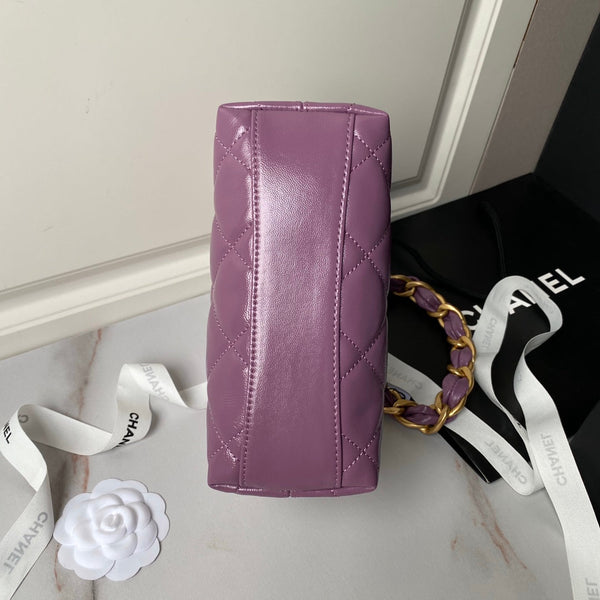 Borsa hobo 24a 23 cm in pelle di vitello viola con finiture dorate