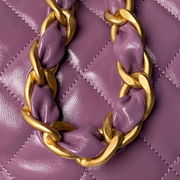 Borsa hobo 24a 23 cm in pelle di vitello viola con finiture dorate