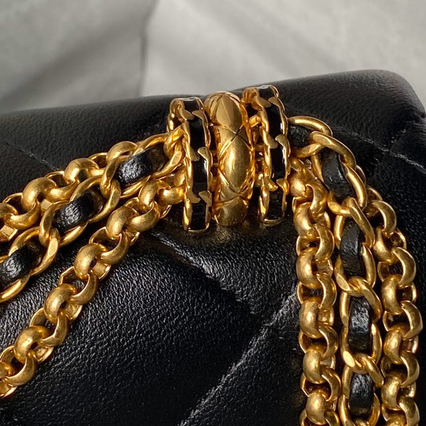 24a classic flap bag 26cm black lambskin gold hardware