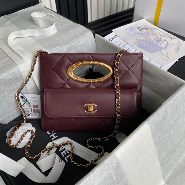 CC 24b Clutch 25cm Pelle di agnello bordeaux